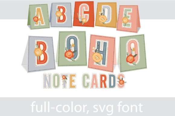 Unleash Boho Note Cards: A Full-Color SVG Font for Modern Creatives